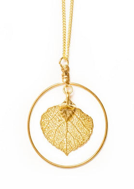 Aspen Leaf Hoop Necklace - Gold