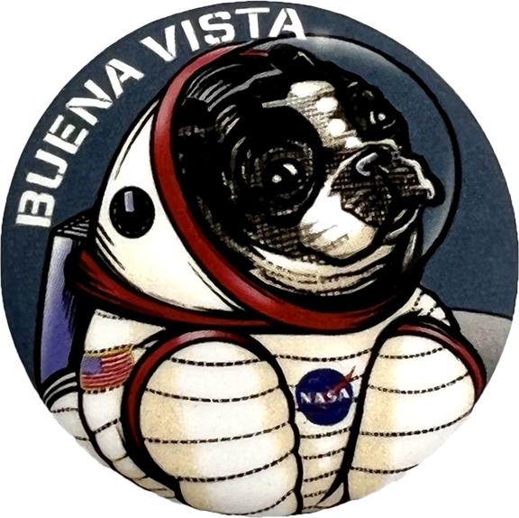 Rover the Space Dog Button Pin