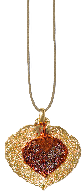 Aspen Leaf Double Necklace - Gold / Copper