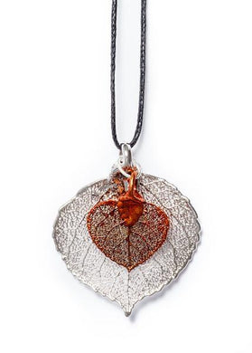 Aspen Leaf Double Necklace - Silver / Copper