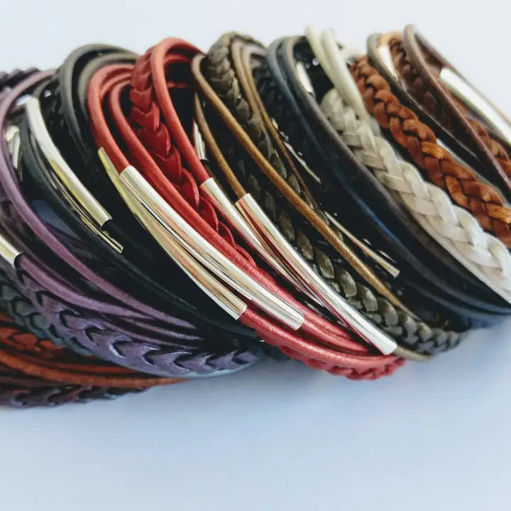 Braided Leather Wrap Bracelet
