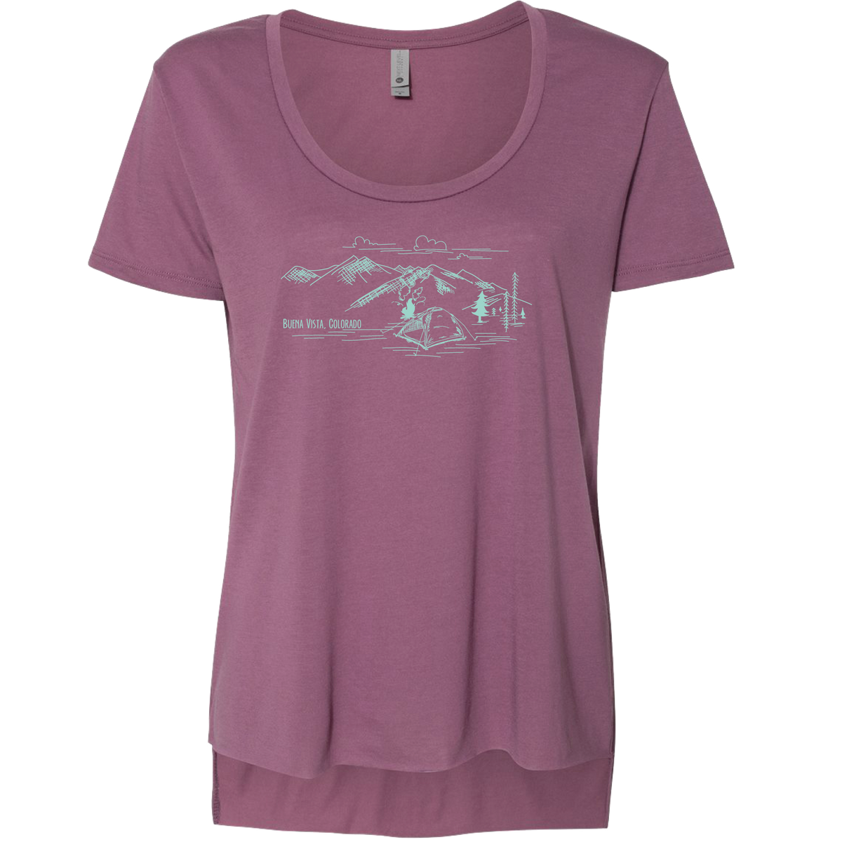 Ladies Scoop Neck Hi-Low Sketch Tent Tee