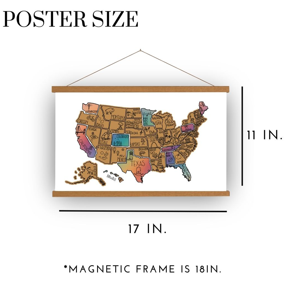 50 States Scratch Off Poster