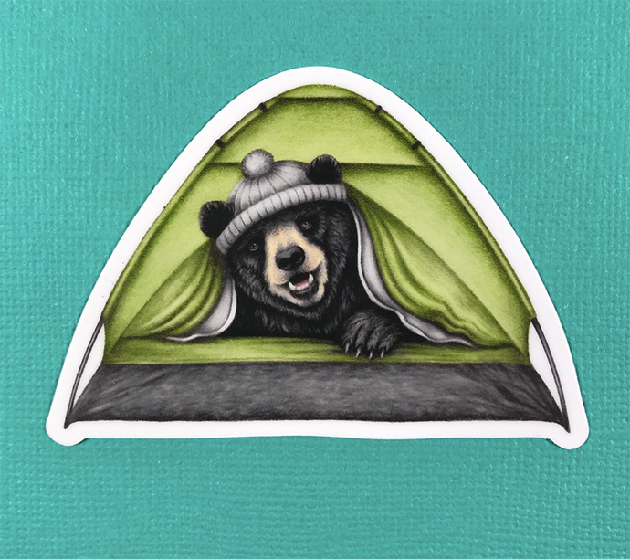Bear Camping Sticker