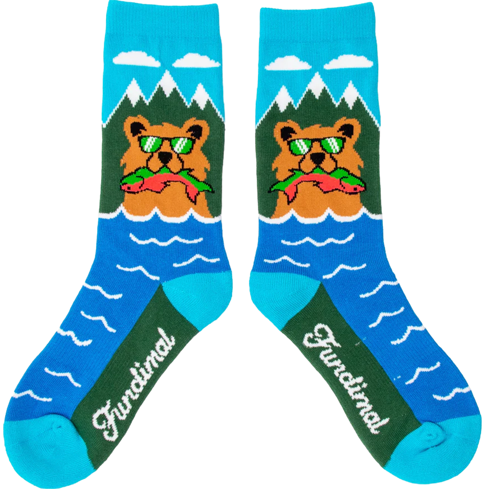 Big Kids Bear Salmon Socks