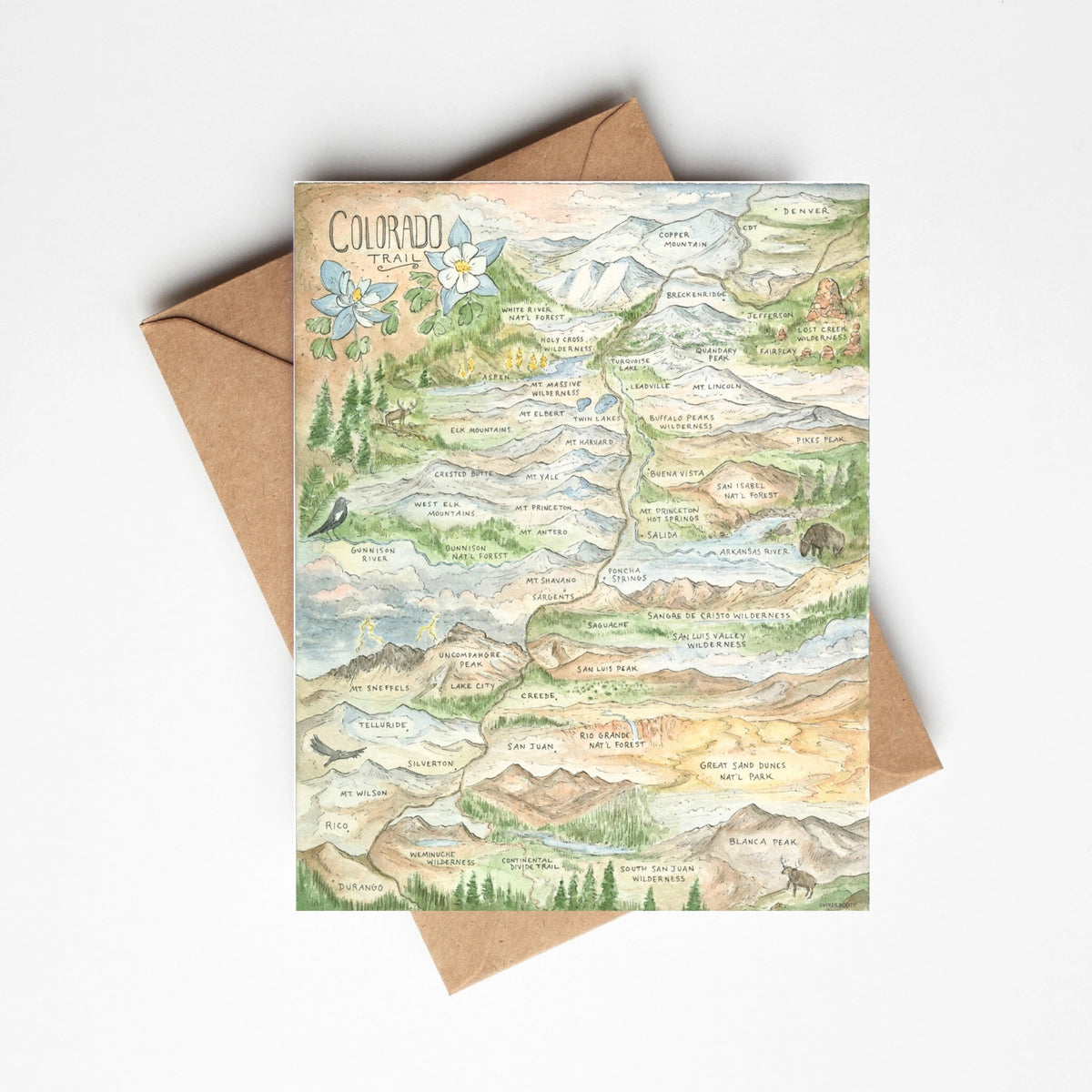 Colorado Trail Map Greeting Card