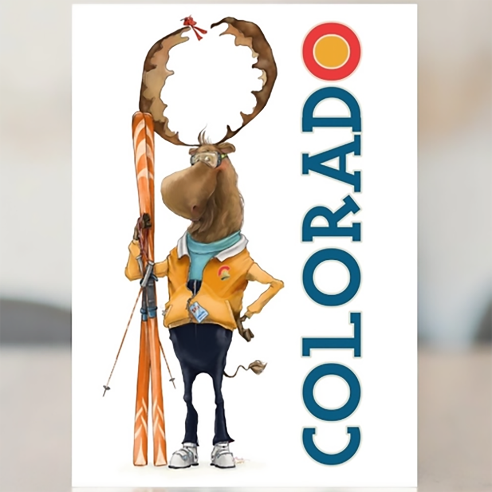 Colorado Moose on Skis Greeting Card