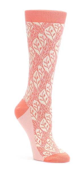 Women's Coral Cream Leaf Socks
