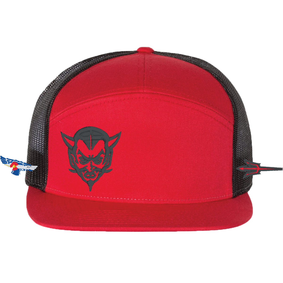 Retro Demon 7-Panel Trucker Cap