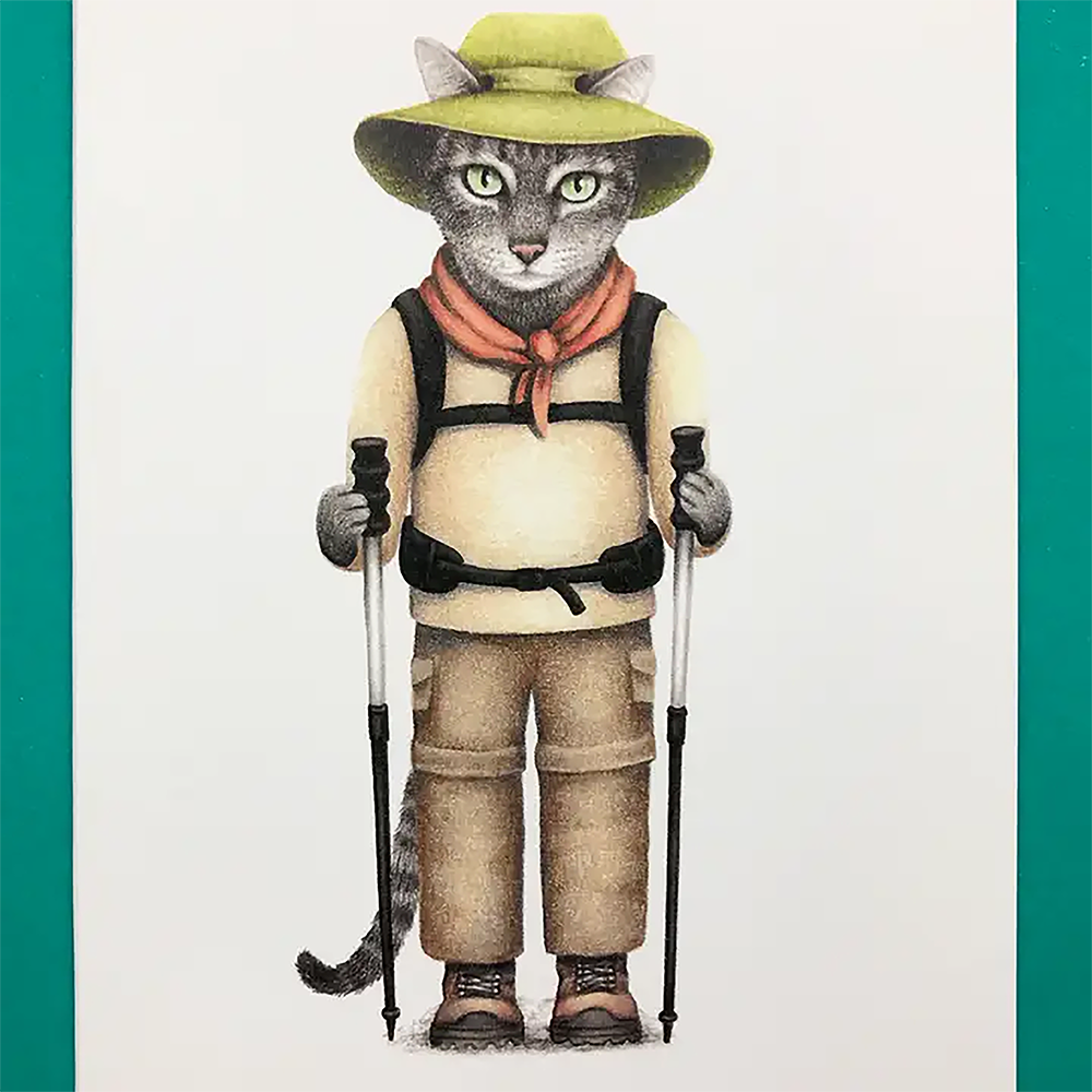 Hiker Cat Greeting Card