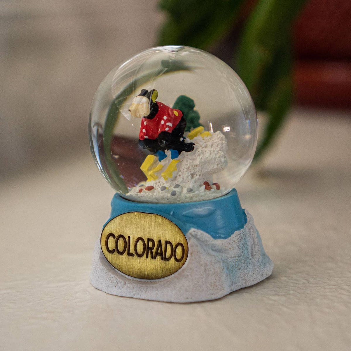 Skiing Bear Small Snow Globe