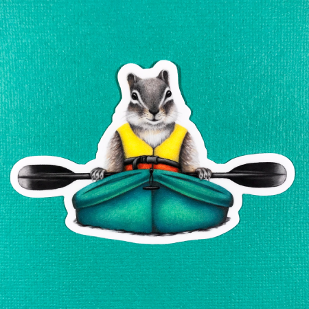 Chipmunk Kayaking Sticker