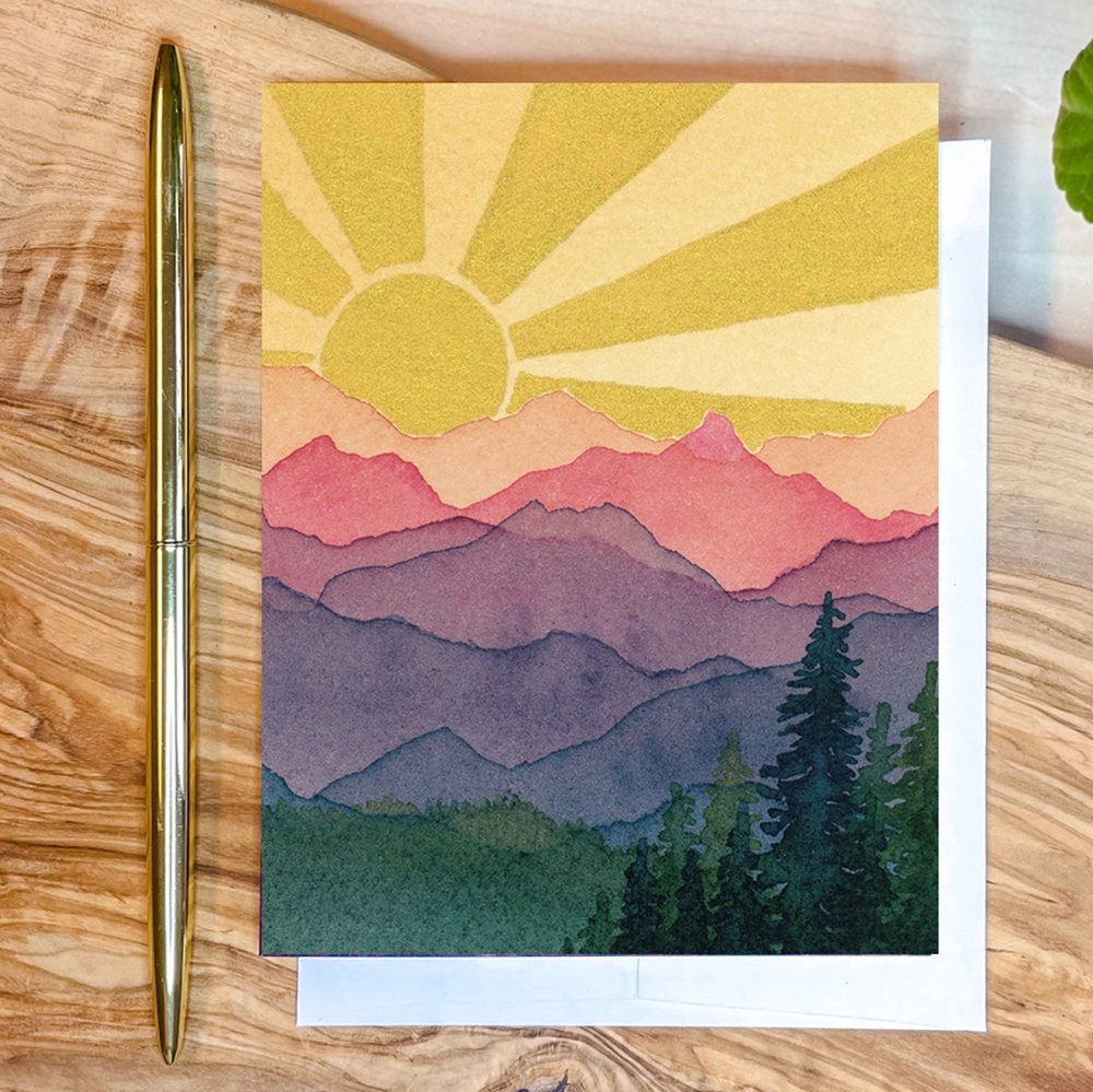 Rainbow Mountain Sunshine Greeting Card