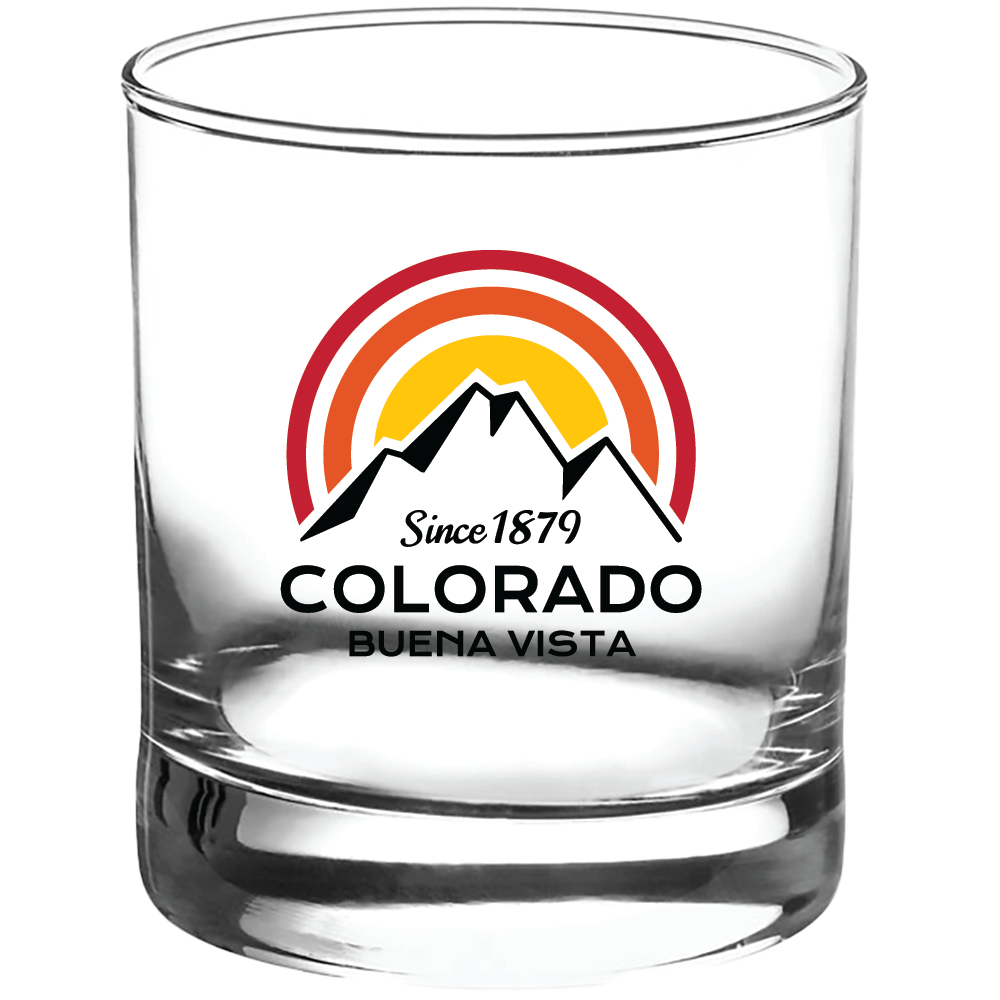 Mountain Sunrise Rocks Glass