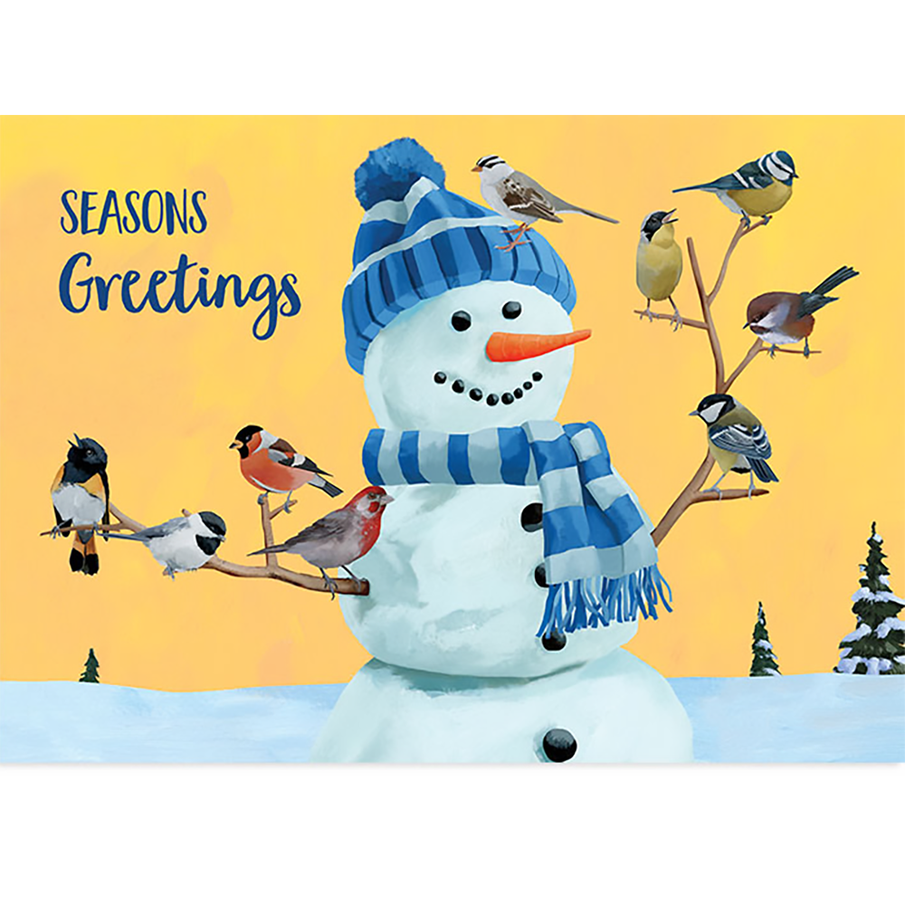 Snowman Birdy Perch Christmas Card