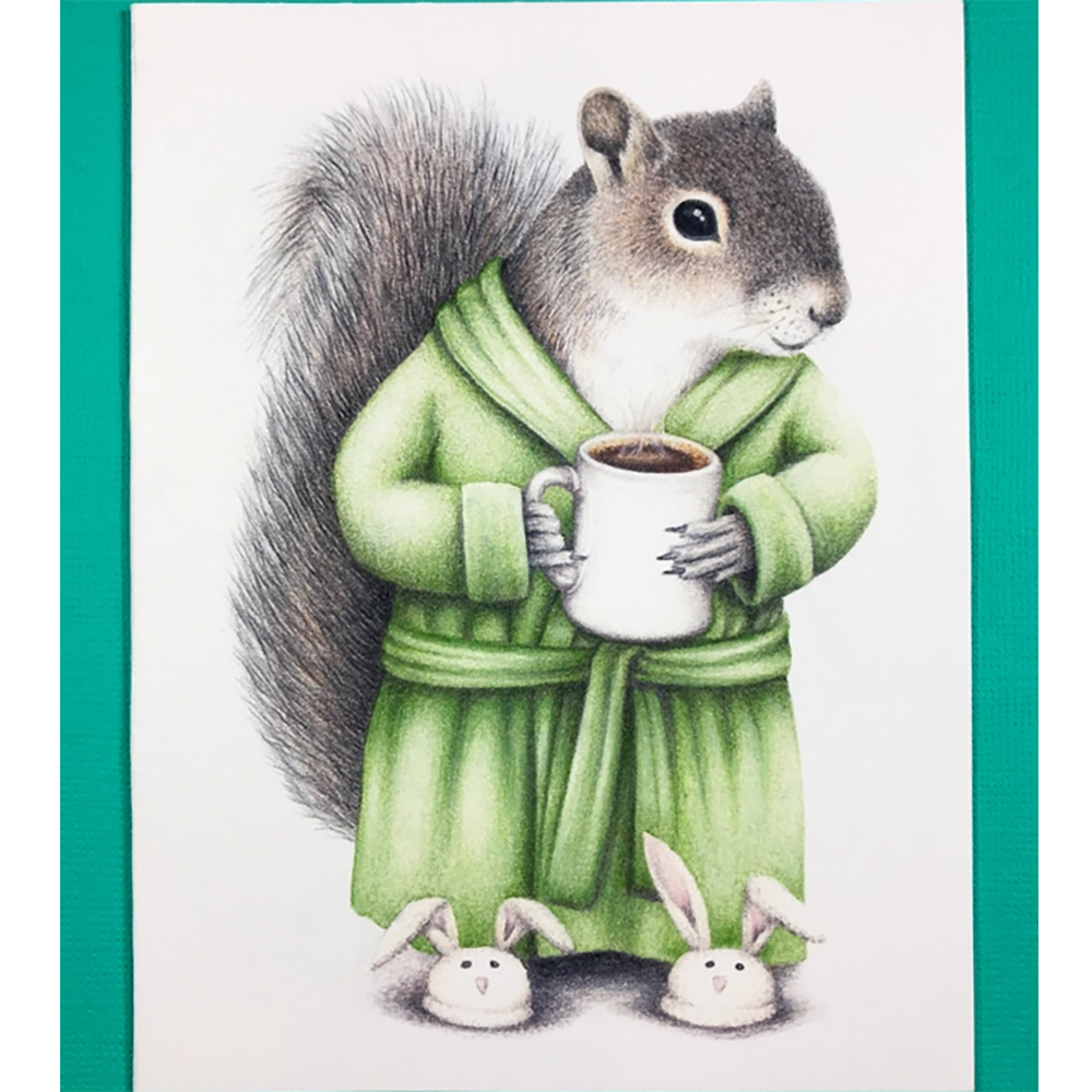 Squirrel with Coffee Greeting Card