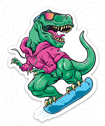 T-Rex Snowboarding Sticker