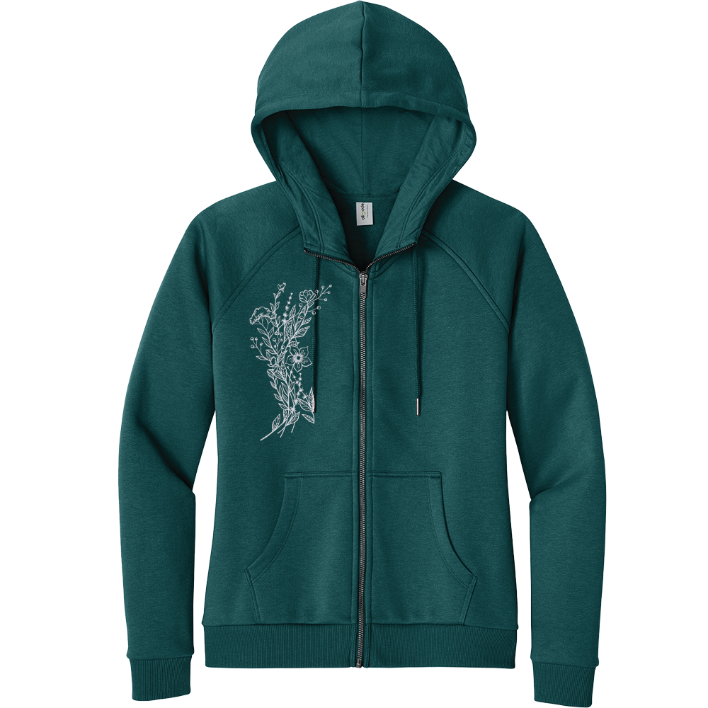 Ladies Fleece Wildflower Botanical Hoodie