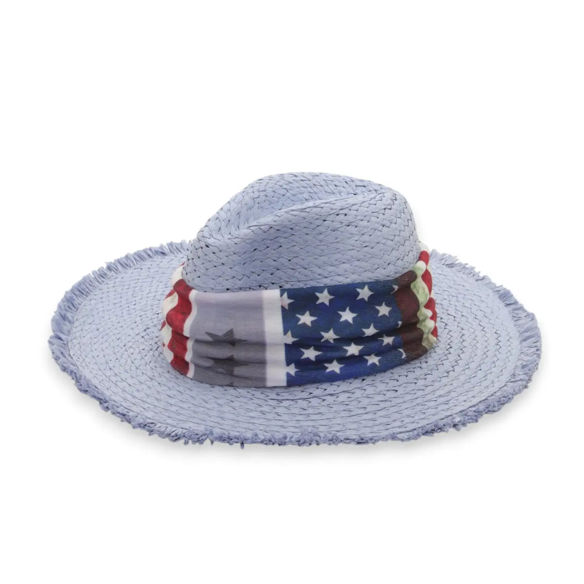 American Flag Straw Fedora Hat