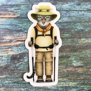 Cat Hiker Sticker