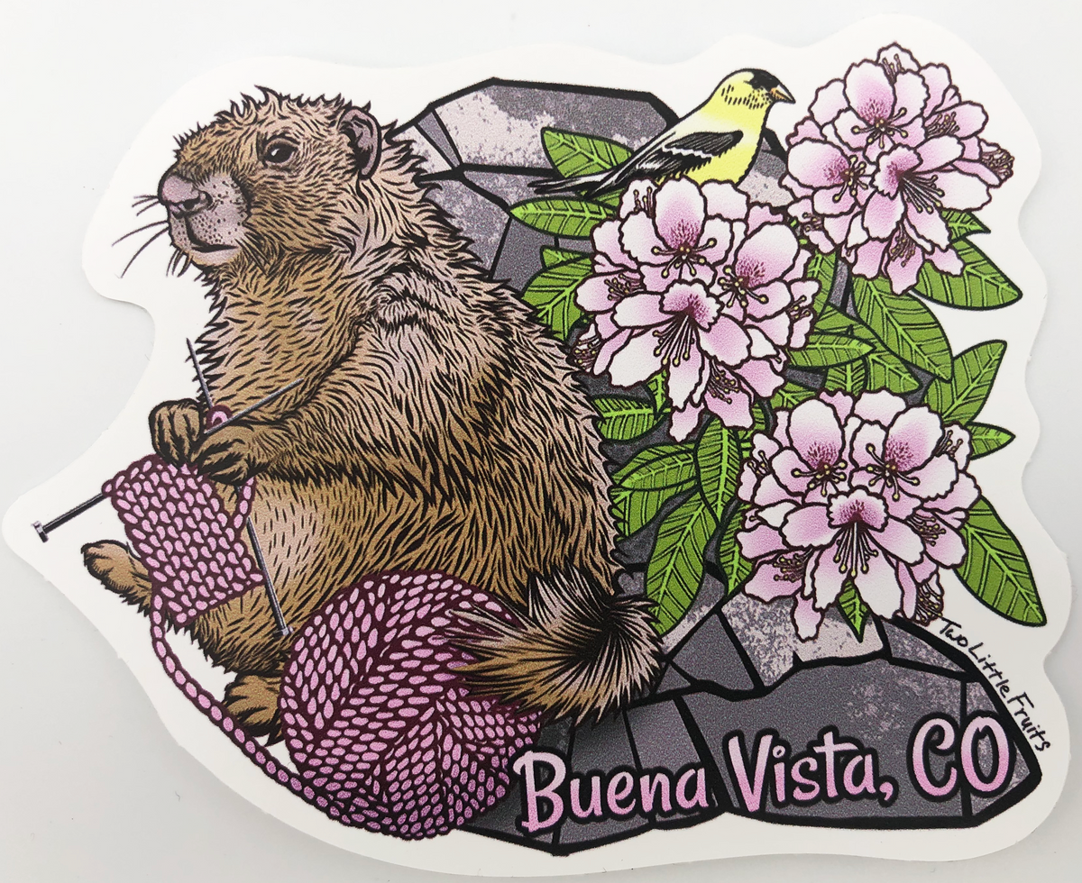 Knitting Marmot Sticker