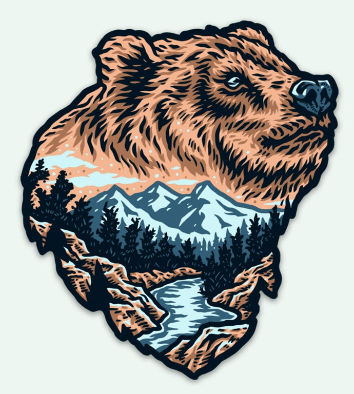 Bear and Mountain Sticker