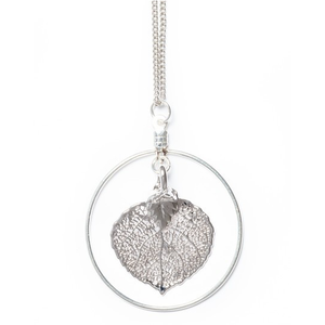 Aspen Leaf Hoop Necklace - Silver