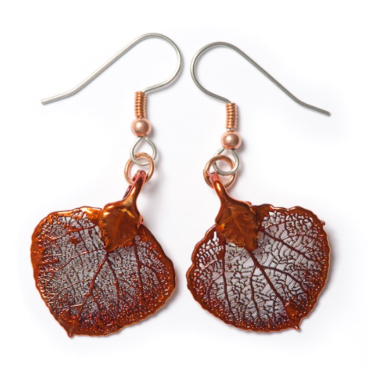 Aspen Leaf Earrings - Copper