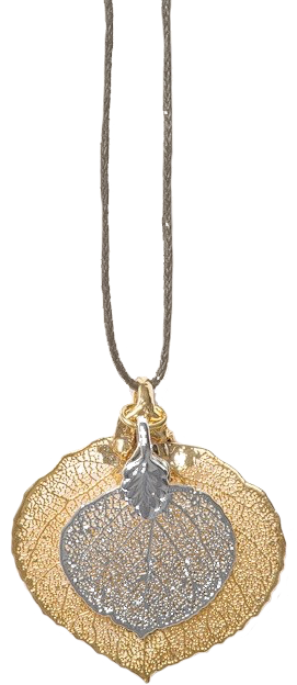 Aspen Leaf Double Necklace - Gold / Silver