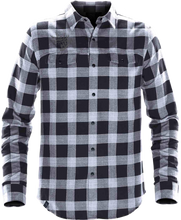 Load image into Gallery viewer, Men&#39;s Elk Head Flannel Shirt - Titanium Plaid