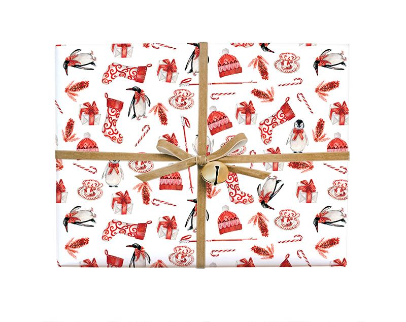 Penguins Winter Gift Wrap Roll