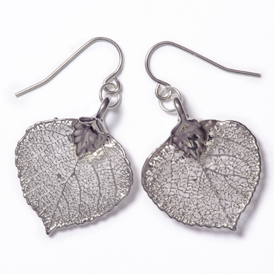Aspen Leaf Earrings - Silver