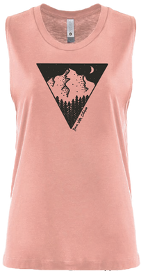 Night Sky Ladies Muscle Tank - Desert Pink