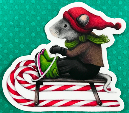 Sledding Mouse Sticker