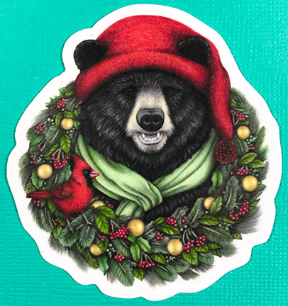 Wreath Bear Sticker