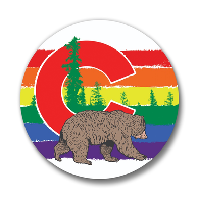 Rainbow Bear Button Pin